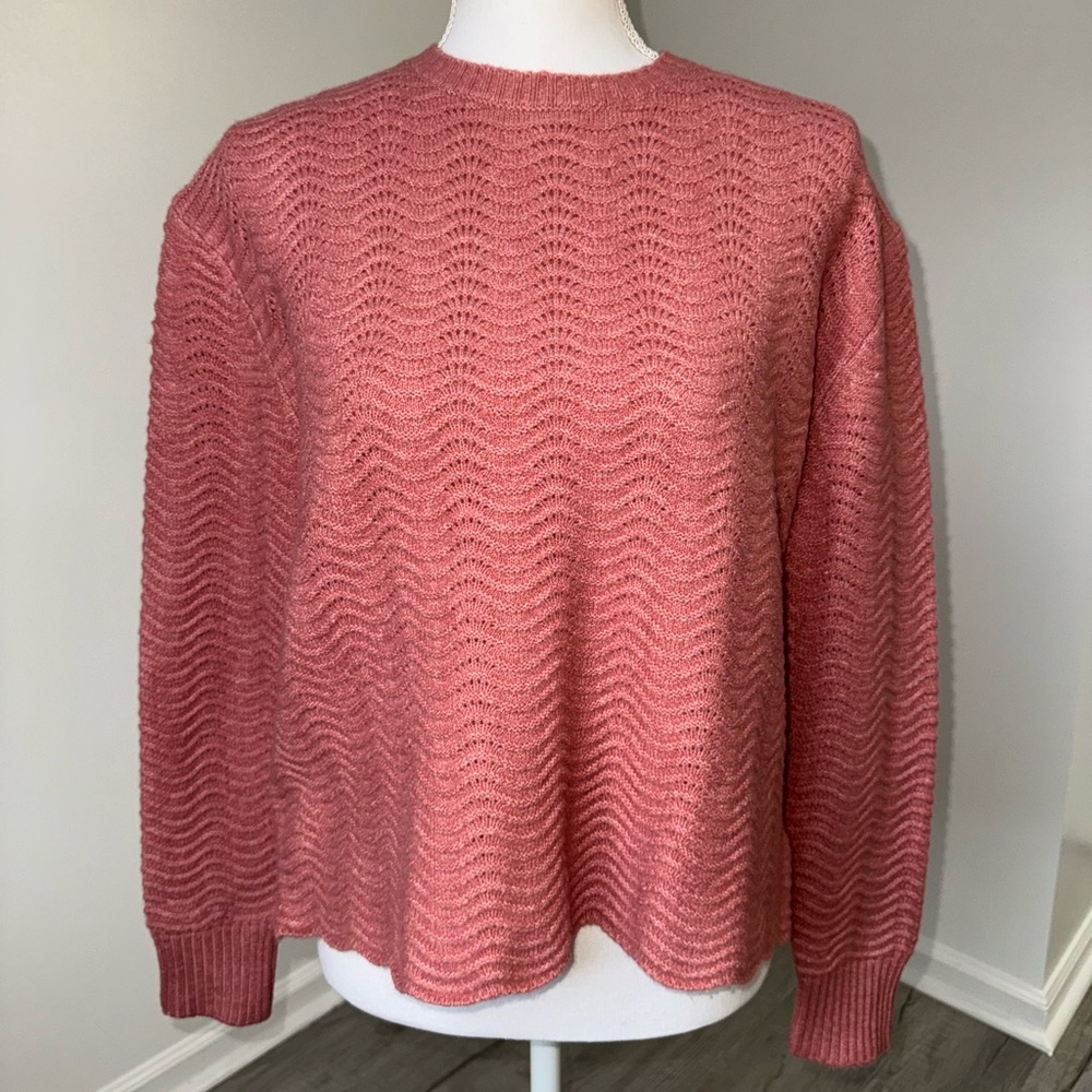 Express Women’s Rose Pink‎ Knit Sweater Long Sleeve Textured Pullover Size Small